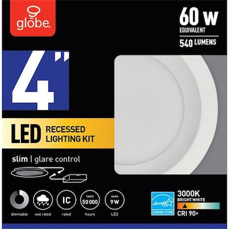 Globe Globe 3000434 60 watt Frost White 4 in. W Metal LED Recessed Light 3000434